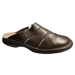 Bass Brown Leather Clog Mules Slip On Shoes Women's 9.5M